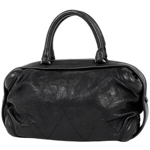 CHANEL Coco Mark Mini Boston Handbag in Black Leather for Women